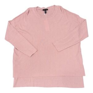 Eileen Fisher Womens XL Pink Blush Crew Neck Box Top Knit Pullover Sweater NWT